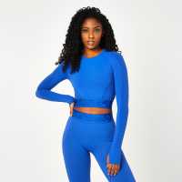 Everlast Seamless Long Sleeve Crop Top Cobalt Blue Дамски тениски и фланелки