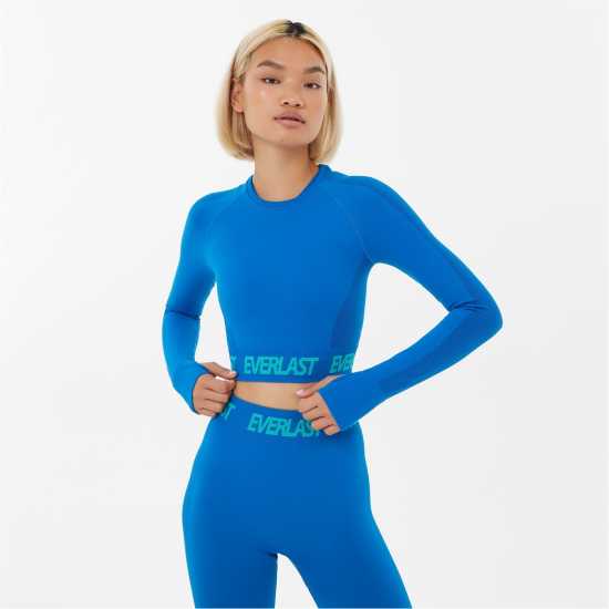 Йога Everlast Seamless Long Sleeve Crop Top Womens Синьо Everlast Seamless Long Sleeve Crop Top Womens Синьо Йога
