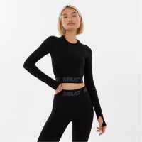 Everlast Seamless Long Sleeve Crop Top Womens Център черен Йога