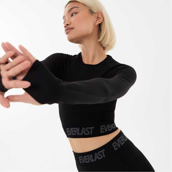 Everlast Seamless Long Sleeve Crop Top Womens Център черен Йога