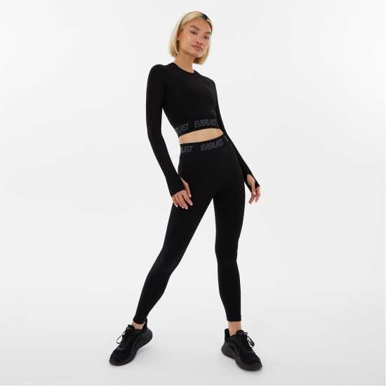 Everlast Seamless Long Sleeve Crop Top Womens Център черен Йога