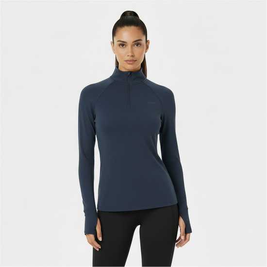 Usa Pro Long Sleeve Quarter Zip Top Womens Морска синьо Usa Pro Long Sleeve Quarter Zip Top Womens Морска синьо