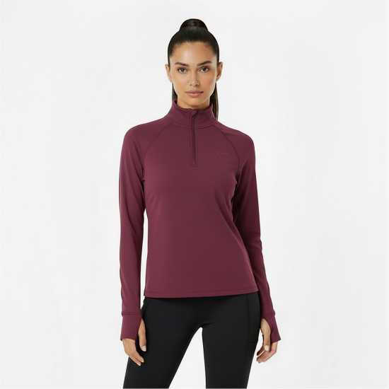 Usa Pro Long Sleeve Quarter Zip Top Womens Dark Cherry 