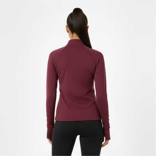 Usa Pro Long Sleeve Quarter Zip Top Womens Dark Cherry 