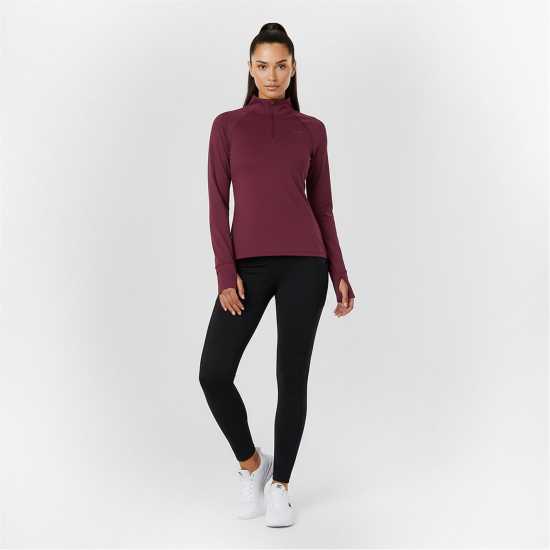 Usa Pro Long Sleeve Quarter Zip Top Womens Dark Cherry 