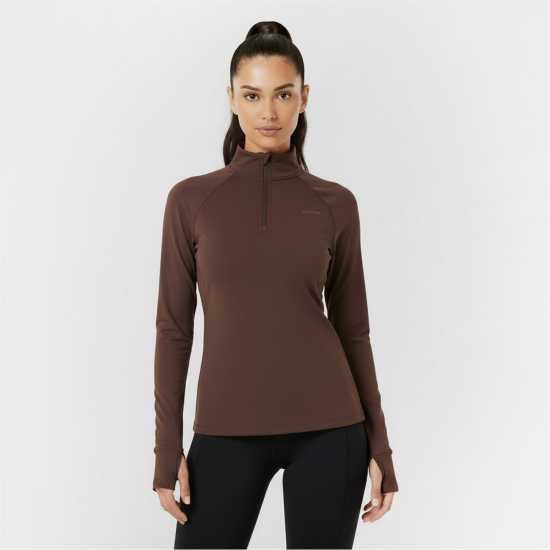 Usa Pro Long Sleeve Quarter Zip Top Womens Espresso 