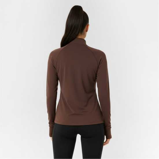 Usa Pro Long Sleeve Quarter Zip Top Womens Espresso 