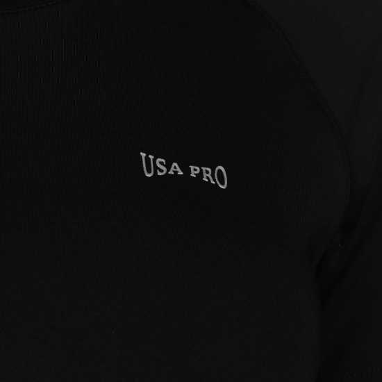 Usa Pro Fitted Training T-Shirt Black Дамски тениски с яка