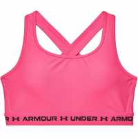 Under Armour Mid Crossback + Sports Bra Womens Cerise/Black Спортни сутиени