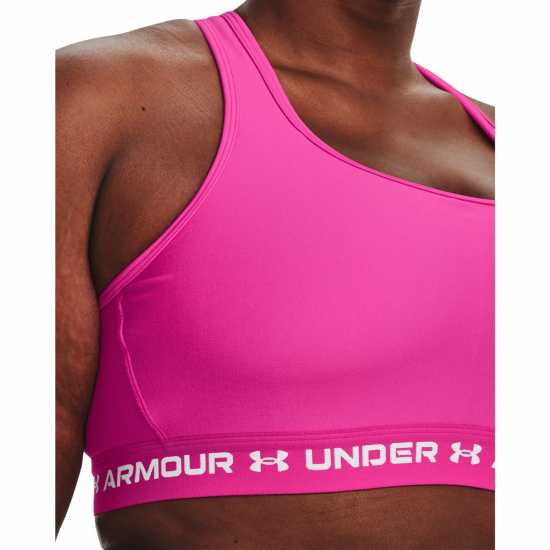 Under Armour Mid Crossback + Sports Bra Womens Rebel Pink Спортни сутиени