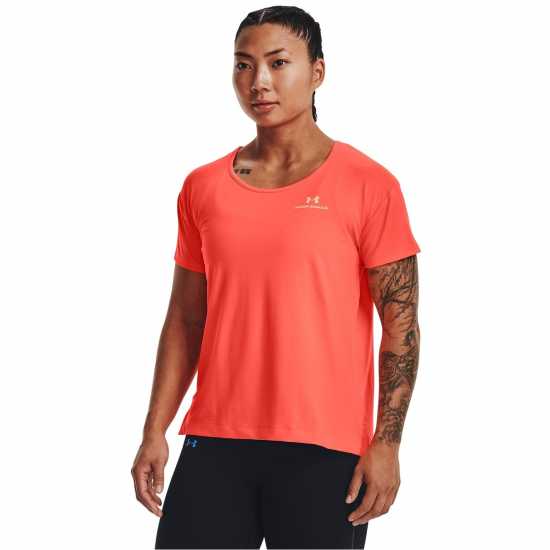 Under Armour Armour Rush Energy Short Sleeve T-Shirt Womens Orange Атлетика