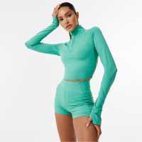 Usa Pro X Sophie Habboo Mid Quarter Zip Top Тъмно зелено 