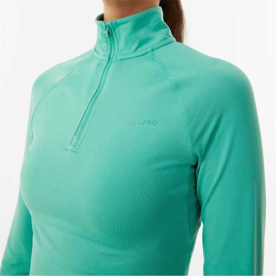 Usa Pro X Sophie Habboo Mid Quarter Zip Top Тъмно зелено 