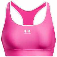 Under Armour Armour Ua Hg Mid Padless Medium Impact Sports Bra Womens Rebel Pink Спортни сутиени