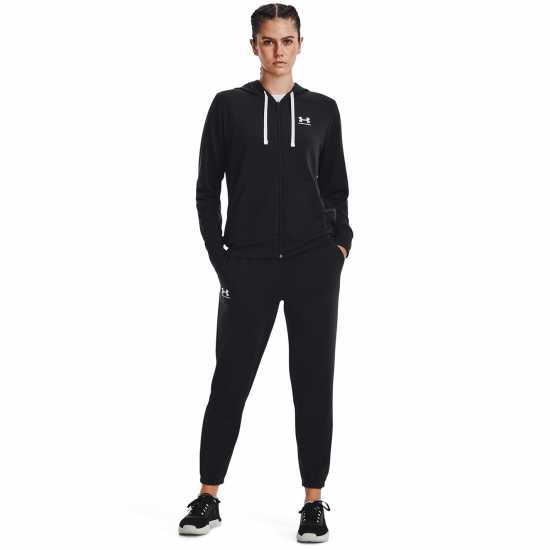 Under Armour Armour Rival Terry Full Zip Hoodie Womens Black Дамски суичъри и блузи с качулки