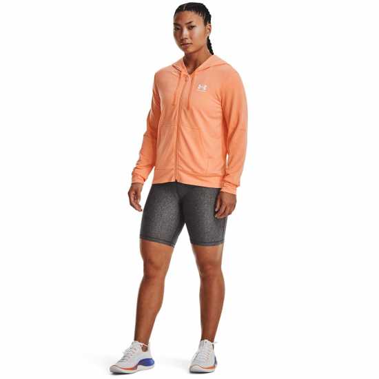 Under Armour Armour Rival Terry Full Zip Hoodie Womens Orange Дамски суичъри и блузи с качулки