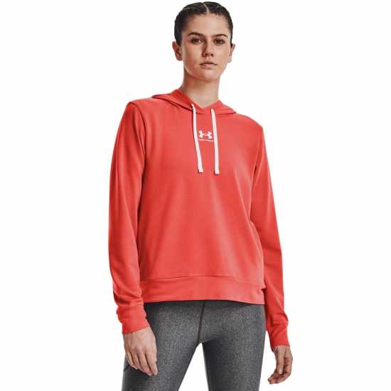 Under Armour Armour Rival Terry Oth Hoodie Womens Orange Дамски суичъри и блузи с качулки