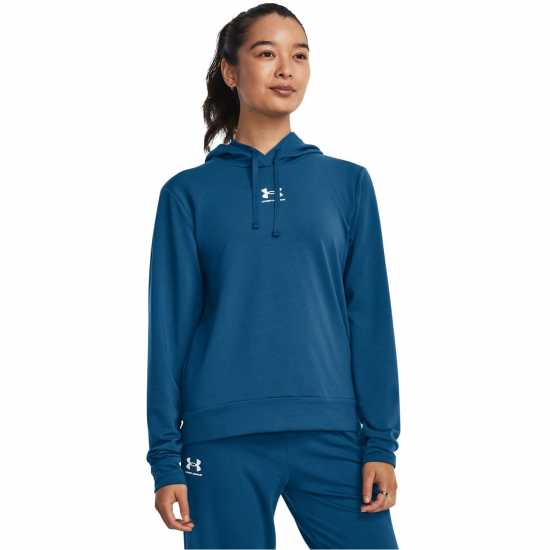 Under Armour Armour Rival Terry Oth Hoodie Womens Blue Дамски суичъри и блузи с качулки