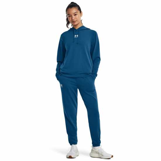 Under Armour Armour Rival Terry Oth Hoodie Womens Blue Дамски суичъри и блузи с качулки