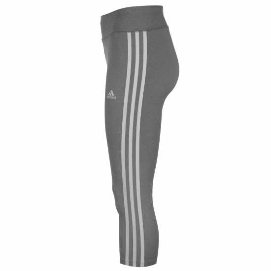 Adidas Дамски Клин Три-Четвърти 3 Stripe Three Quarter Tights Ladies Grey/White Дамски клинове за фитнес