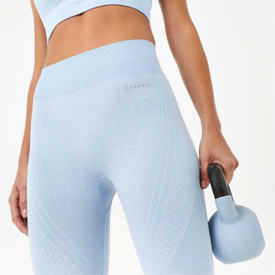 Йога Usa Pro Seamless Capri Cropped Leggings Брунера Синьо Usa Pro Seamless Capri Cropped Leggings Брунера Синьо Йога