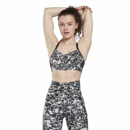 Reebok Дамски Спортен Сутиен С Тънки Презрамки Lux Speckle Modern Safari Strappy Bra Womens Medium Impact Sports  Спортни сутиени