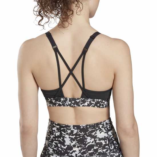 Reebok Дамски Спортен Сутиен С Тънки Презрамки Lux Speckle Modern Safari Strappy Bra Womens Medium Impact Sports  Спортни сутиени