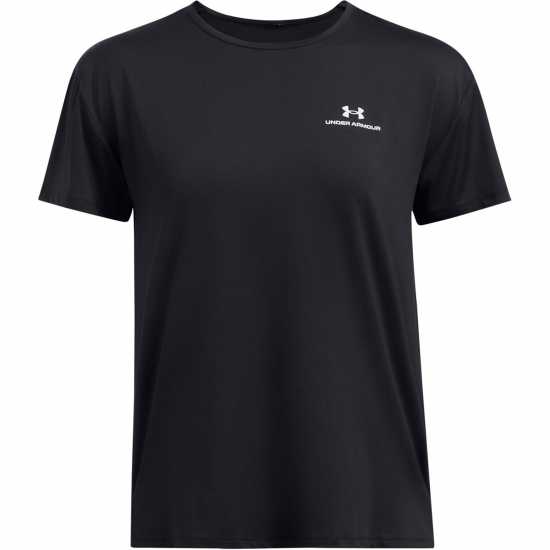 Under Armour Women's Rush Short Sleeve Performance Gym Top Black White 