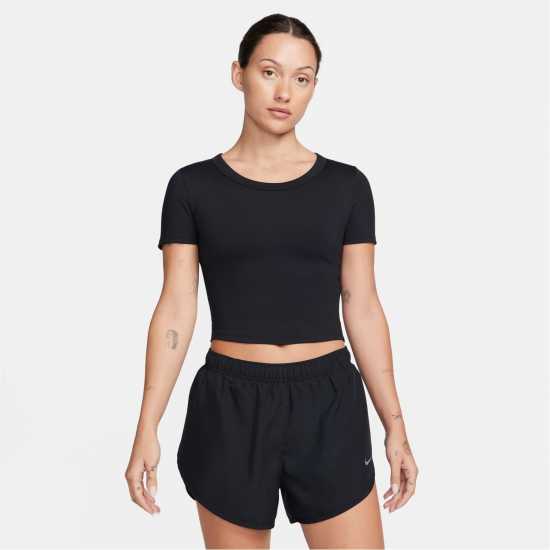 Дамски дрехи за фитнес Nike One Fitted Women's Dri-FIT Short-Sleeve Top Черно Nike One Fitted Women's Dri-FIT Short-Sleeve Top Черно Дамски дрехи за фитнес