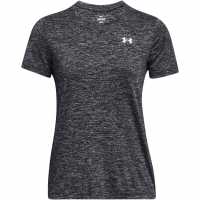 Under Armour Tech Twist Short Sleeve Womens Черна Въртене Дамски дрехи за фитнес