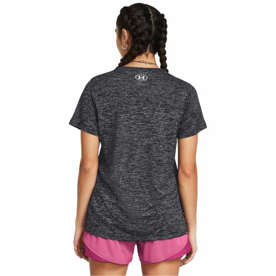 Under Armour Tech Twist Short Sleeve Womens Черна Въртене Дамски дрехи за фитнес