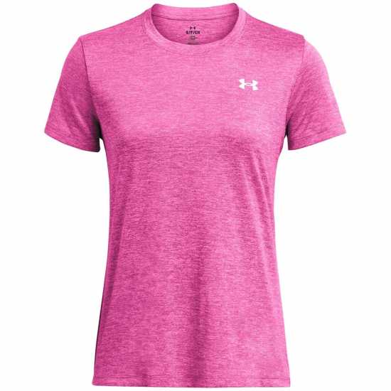 Under Armour Tech Twist Short Sleeve Womens Революционен розов Дамски дрехи за фитнес