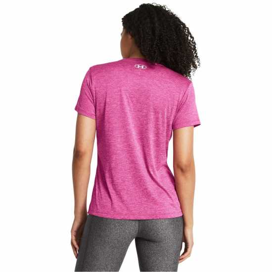 Under Armour Tech Twist Short Sleeve Womens Революционен розов Дамски дрехи за фитнес