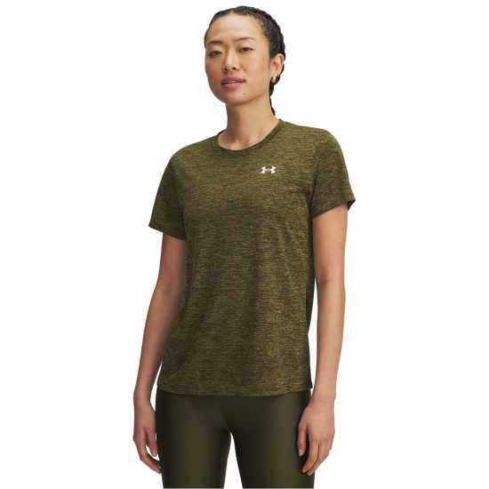 Under Armour Tech Twist Short Sleeve Womens Exped Green Дамски дрехи за фитнес