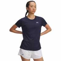 Under Armour Tech Twist Short Sleeve Womens Midnight Navy Дамски дрехи за фитнес