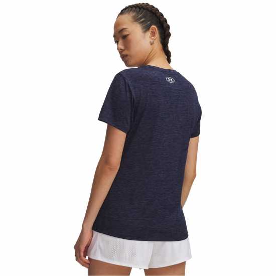 Under Armour Tech Twist Short Sleeve Womens Midnight Navy Дамски дрехи за фитнес
