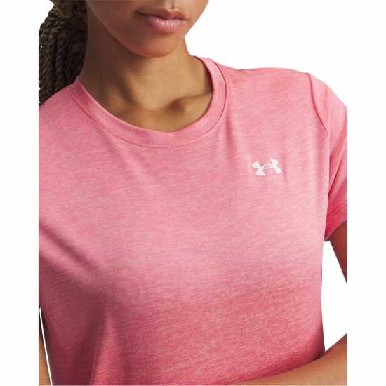 Under Armour Tech Twist Short Sleeve Womens Pink/White Under Armour Tech Twist Short Sleeve Womens Pink/White