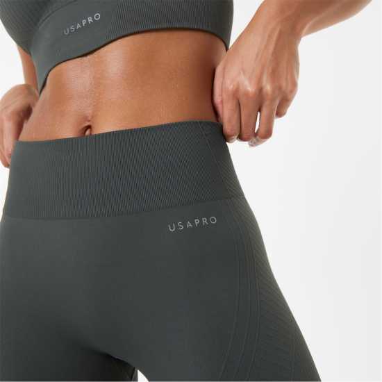 Usa Pro High Rise Seamless Tights Womens Хаки Дамски клинове за фитнес
