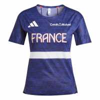 Adidas Team France Athletisme T-Shirt Womens  Дамски дрехи за фитнес