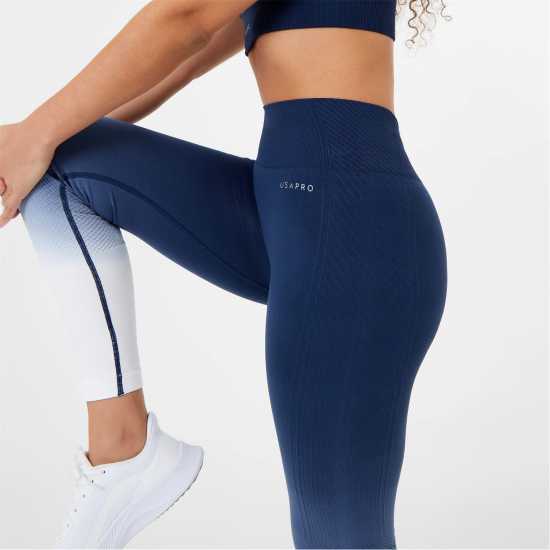 Usa Pro Ombre Leggings Морско синьо/Бяло Дамски клинове за фитнес