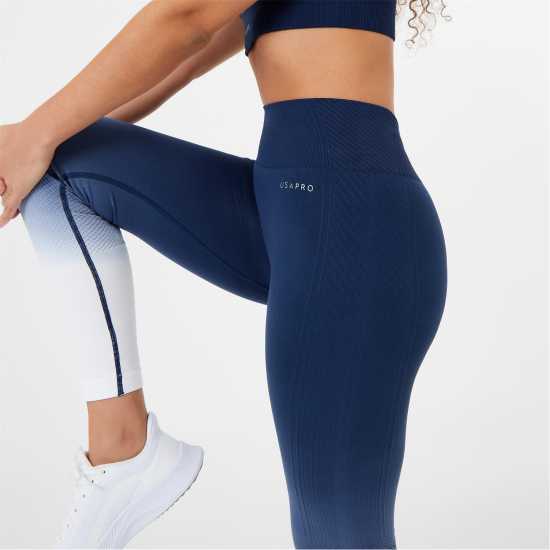 Дамски клинове за фитнес Usa Pro Ombre Leggings Морско синьо/Бяло Usa Pro Ombre Leggings Морско синьо/Бяло Дамски клинове за фитнес