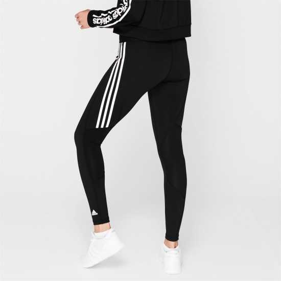 Adidas Alphaskin 3-Stripes Leggings Womens Black/White Дамски клинове за фитнес