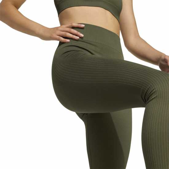 Adidas Workout Essentials Full-Length Knit Leggings Womens Khaki 