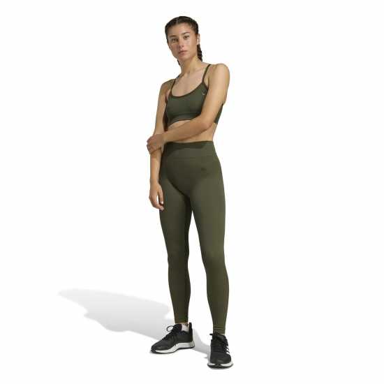 Adidas Workout Essentials Full-Length Knit Leggings Womens Khaki 