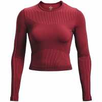 Under Armour Armour Rush™ Seamless Long Sleeve Sports Top Womens Red Дамски клинове за фитнес