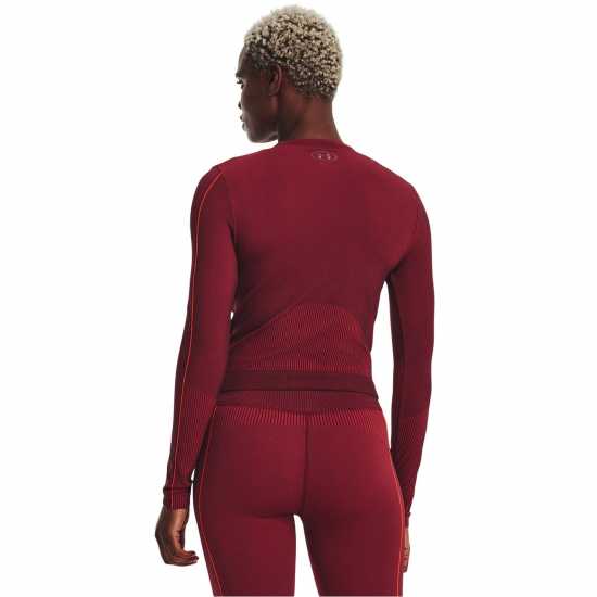 Under Armour Armour Rush™ Seamless Long Sleeve Sports Top Womens Red - Дамски клинове за фитнес