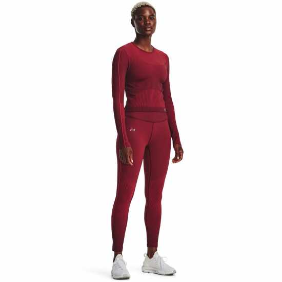 Under Armour Armour Rush™ Seamless Long Sleeve Sports Top Womens Red - Дамски клинове за фитнес