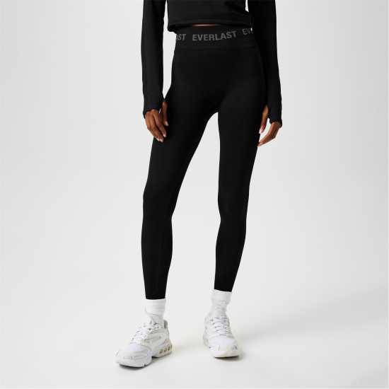 Дамски клинове за фитнес Everlast Seamless Logo Leggings Womens Черно Everlast Seamless Logo Leggings Womens Черно Дамски клинове за фитнес