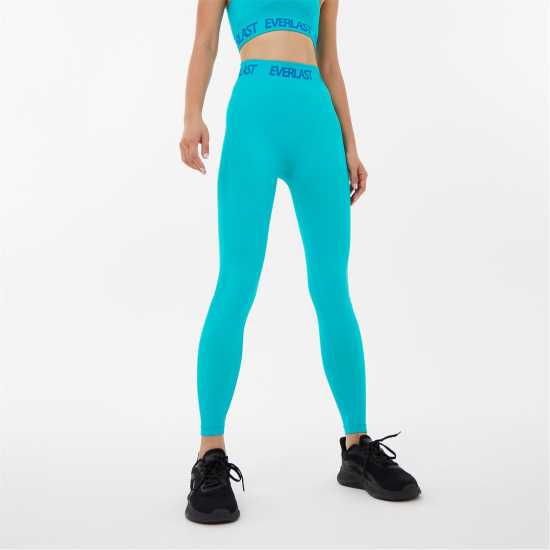 Дамски клинове за фитнес Everlast Seamless Logo Leggings Womens Керамично синьо Everlast Seamless Logo Leggings Womens Керамично синьо Дамски клинове за фитнес