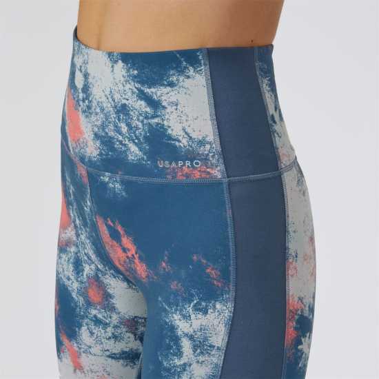 Usa Pro High Tight Coral Tie Dye Дамски клинове за фитнес